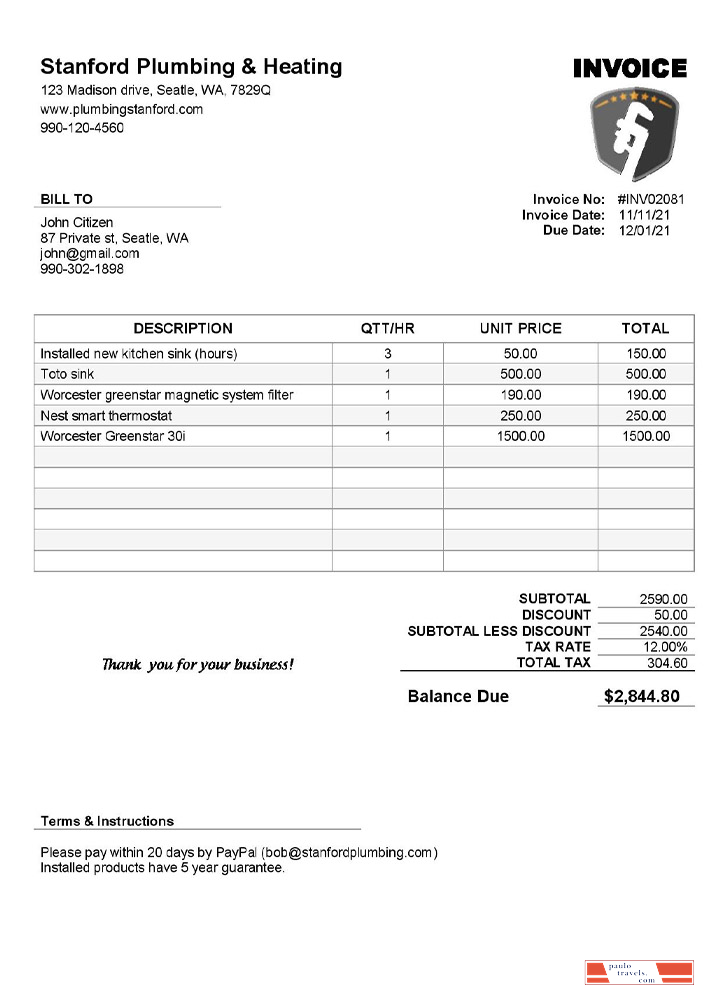 USA Stanford Plumbing & Heating PSD template